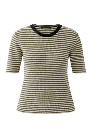 Oui - Halbarmpullover mit Rundhalsausschnitt weiß - Gr. - 38