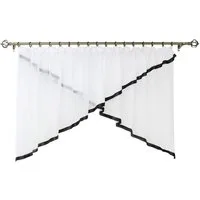 Joyswahl Scheibengardine (2 St), Kräuselband, Store, Küche Bistrogardinen, Mit Satinband Voile