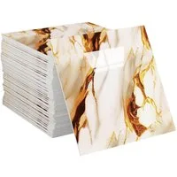 Agger Wandfliese Selbstklebend, Tile Stickers 10 Stück, Peel and Stick Tiles 30X30CM, 30x30, Gold-Weiß, Wasserfest & Schmutzabweisend, Fliesenaufkleber Marmor