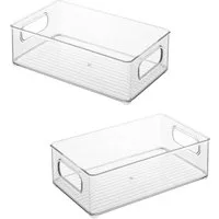 BAYLI Pizzaschneider 2er Set - Kühlschrank Organizer Stapelbar, Aufbewahrungsbox für die