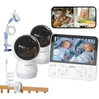 Boifun Babyphone 4MP Babyphone mit 2 Kameras App, Split-Screen-Ansicht, KI/Weinen/Bewegungs/Geräuscherkennung, Intelligente Nachtsicht, Automatische Verfolgung, PTZ 345°/65°, 5.5" Video Babyfon WLAN, geteiltem Bildschirm, Schwenk-Neige-Zoom-Funktion