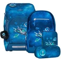Beckmann Schulrucksack Active Air (6tlg., inkl. Sportrucksack, Federmappe, Schlamperetui, Regenhülle, Buttons)