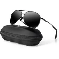 LuxusKollektion Pilotenbrille Sonnenbrille Herren Polarisiert UV400 Fahrerbrille Schwarz Schwarz