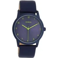 OOZOO Quarzuhr Oozoo Damen Armbanduhr Timepieces Analog, (Analoguhr), Damenuhr rund, mittel (ca. 38mm), Lederarmband blau, Fashion