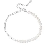 Runde Perlé Schmuckset Alexandra, einzeln oder Set, handgefertigte Perlenkette und Perlenarmband, 925er Silber, 14K Gold