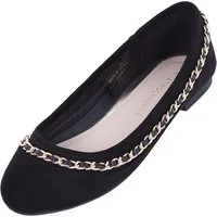 Sarcia.eu Schwarze Ballerinas aus Wildleder mit goldener Kette 39 EU / 6 UK Ballerina