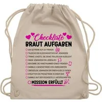 Shirtracer Turnbeutel Braut Aufgaben I Mutprobe Checkliste, JGA Junggesellenabschied Frauen