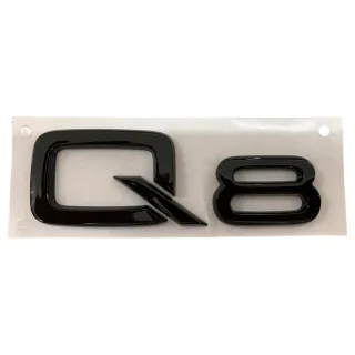 Original Audi Black Edition Q8 Emblem Schriftzug Logo Emblem in Schwarz glänzend für das Heck / Hinten selbstklebend