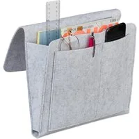 relaxdays Betttasche aus Filz, Hellgrau