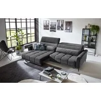 Iwaniccy Big-Sofa 2x elektr. Verstellung, 2 Kissen, Cord grau - 280x108x118cm (BxHxT)