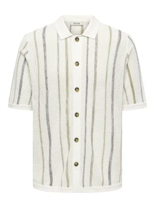 ONLY&SONS - ONSTOBBY LIFE RLX SS SHIRT KNIT NOOS Cloud Dancer - Gr. - S