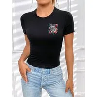 RMK T-Shirt Damen Shirt Bluse kurzarm Rundhals coolen Aufdruck "Good Vibes Only"