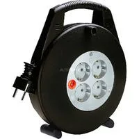 Vario-Line Mini-Kabeltrommel 4-fach schwarz/grau, 5 Meter