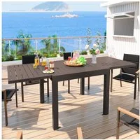 GUNJI Gartentisch Aluminium Ausziehbarer Gartentisch Balkonmöbel für 4 bis 10 Personen (1 Tisch, wetterfest, stabil, robust und langlebig, ideal für Garten & Terrasse), Flexibel erweiterbare Tischplatte (80/130 cm und 130/260 cm)