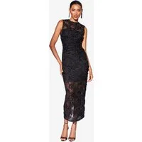 LIPSY Meshkleid Lipsy Bodycon-Kleid mit 3D-Blumen Midaxi, Regular (1-tlg)