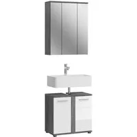 welltime Badmöbel-Set LUCCA, 2- teilig, Waschbeckenunterschrank, Spiegelschrank, (Set, 2-St., bestehend aus: 1x Waschbeckenunterschrank & 1x Spiegelschrank), hochwertige MDF Front, Badmöbel, Kombination, Kombi, Badezimmer