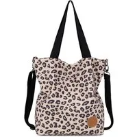 LuxusKollektion Handtasche Handtasche Damen Canvas Schultertasche Shopper Arbeit Leopard02
