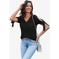 Imily Bela Shirtbluse Damen Schulterfreies Oberteil (Packung, 1-tlg., 1per-Pack) Einfarbig