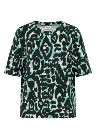 CECIL - Cupro Touch Print-Shirt ink green - Gr. - M