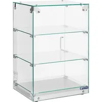 Royal Catering Buffet-Vitrine Gastro Kuchenvitrine 60 L Tortenvitrine 3 Ebenen Panoramavitrine Café, Edelstahl, Glas