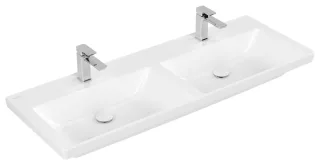 Villeroy & Boch Subway 3.0 Schrank-Doppelwaschtisch, 1300 x 470 x 165 mm, Weiß Alpin CeramicPlus, oh 4A71D1R1