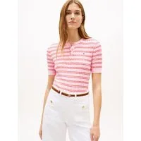Tommy Hilfiger Strickpullover CO CABLE FINE GG SS HENLEY mit Zopfmuster
