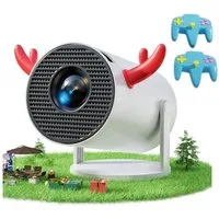 Vivitar Spiele Beamer mit 2 Controller + Android 11, WLAN & Bluetooth Mini-Beamer (Projektor in Cola-Dosen-Größe, Full HD 1080P, 4K-komp., Auto-Keystone)