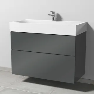 Sanipa 3way Waschtischunterbau zu Kaldewei Silenio Waschtisch mit 2 Auszügen, Anthrazit-Glanz SF45679