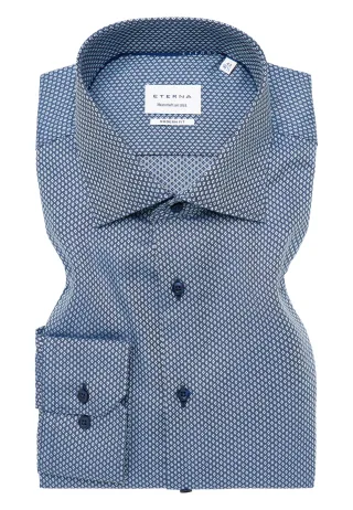 ETERNA - Hemd Dobbydesign verlängerter Arm (68 cm) rauchblau - Gr. - 40/Langarm - 68cm