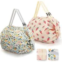 FOUORTUNATE-BEE Handtasche 2er Set faltbare Einkaufstaschen mit Reißverschluss, groß, Wiederverwendbare Damen-Tasche für Reisen, Camping & Strand