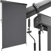 tectake Seitenarmmarkise Sichtschutz Garten mit Wandhalterung, UV-beständig und (Balkonmarkise Eloise, in dunkelgrau) pulverbeschichtetes Aluminiumgehäuse, leichtgängige Handkurbel
