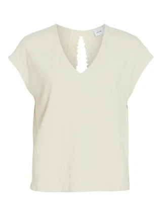 VILA - VISYMA V-NECK C/S TOP/1 Birch - Gr. - L