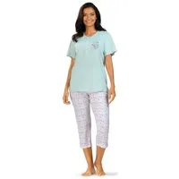 comtessa Schlafanzug Summer Whisper (Set, 2 tlg., 2-teilig) Damen Pyjama 2-teilig 7/8 Hose geknöpft Baumwolle große Größen