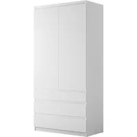 MIRJAN24 Kleiderschrank Malwa 2D3SZ (mit zwei Drehtüren und drei Schubladen) Kleiderstange, 100x52x202 cm