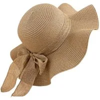 Vivi Idee Strohhut Sonnenhut Sommerhut Strandhut Straw hat, Damen faltbar, Einheitgröße wellenförmiger Rand