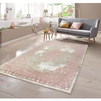 TeppichHome24 Teppich Teppich Vintage in Rosa Beige Creme, rechteckig