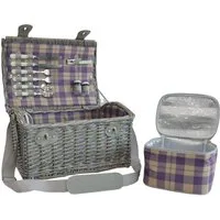 casa.pro Picknickkorb (Komplett-Set), »Folldal« mit Isoliertasche für 2 Personen 40x28x25 cm Lila / Beige