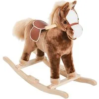 HOMCOM Schaukeltier Plüsch-Schaukelpferd für Kinder, Plüsch-Schaukeltier