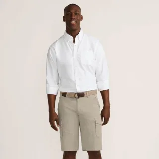 Cargo-Shorts mit Gürtel, Herren,  Weiß, Baumwoll-Mischung, by Lands' End