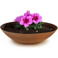 matches21 HOME & HOBBY Blumentopf Pflanzschale für draussen Dekoschale rund Rost-Optik 28 cm (1 St), Blumen-Schale als wetterfeste Friedhof-Schale Grab-Schmuck Grabschale