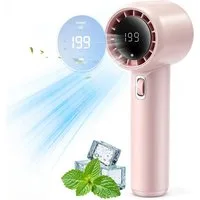 MOPUEA Handventilator Tragbarer Handventilator mit LED, 199 Stufen, Präzise Geschwindigkeit, Turbo Luft, Leicht, Kompakt