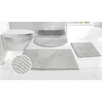 OTTO home Badematte Ognon, Scandi, Boho, modernes Muster, Höhe 15 mm, rutschhemmend beschichtet, schnell trocknend, strapazierfähig, fußbodenheizungsgeeignet, Polyester, rechteckig, Badteppich, Uni Farben, Hoch-Tief-Effekt