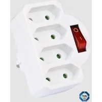 HEITECH 4-Wege-Steckdosenadapter mit Schalter und Kindersicherung Mehrfachsteckdose