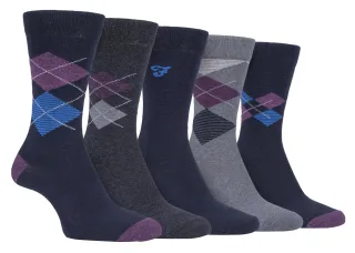 Farah - 5er-Pack dünne, atmungsaktive, klassische Argyle-Muster-Socken aus Baumwolle mit weichem Oberteil - FCS270NVYPUR (Argyle)