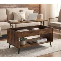 VASAGLE Couchtisch höhenverstellbar, Wohnzimmertisch, rechteckig, Stauraum (inkl. Zubehörpaket & Anleitung, aufklappbar), Schreibtisch, Basis-Höhenverstellung, Kaffeetisch 50 x 100 x 45/58,5cm