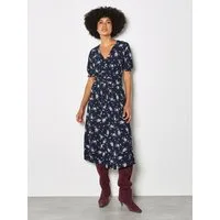 Apricot Druckkleid Midi-Kleid mit Blumenprint