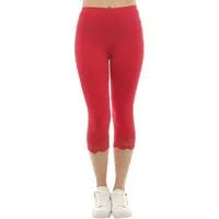 F&K-Mode Caprileggings Damen Capri 3/4 Leggings Spitze Baumwolle Hose Spitze