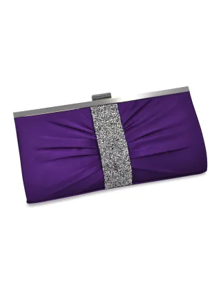 Steuer Modeschmuck Abendtasche Lilafarbene Satin-Optik mit Strassbesatz