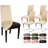 Beautex Stuhlhusse Samt Stretch für Stühle & Schwingstühle 4er Set LEA
