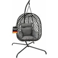 BURI Hängesessel Hängesessel Hängestuhl Anthrazit Hängeschaukel Indoor Outdoor + Kissen